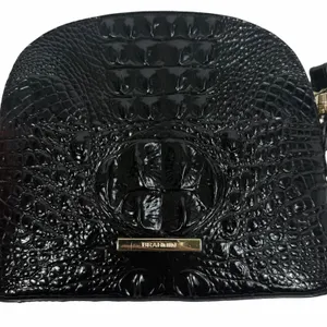 Brahmin Georgina Small Croc Embossed Leather Dome Crossbody Bag Black thumbnail 6