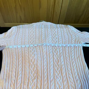 Chaps Light Pink Cable Knit Shawl Collar Toggle Cardigan Sweater Size M thumbnail 6