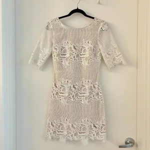 Lulus Sweet Messages White Embroidered Lace Half Sleeve Mini Dress Size S thumbnail 4
