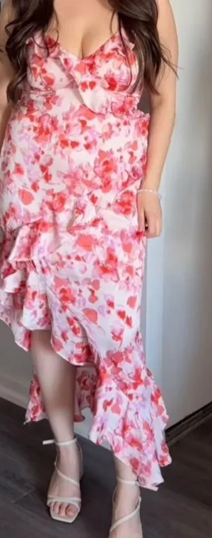 Pink/Orange Floral Dress thumbnail 1