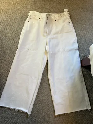 Abercrombie & Fitch White Wide-Leg Jeans thumbnail 1