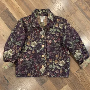 Purple Floral Blazer Size Petite Small thumbnail 1