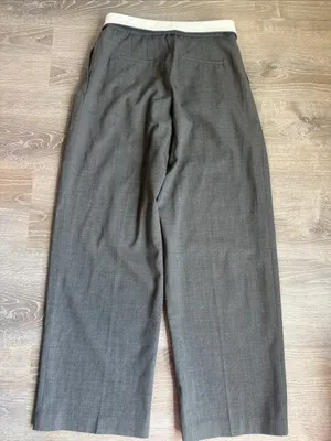 Aritzia Babaton Wool twill mid-rise pleated trousers with foldover waistband 6 thumbnail 5