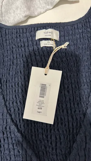 Aritzia Wildred Navy blue Smocked drop-waist V-neck mini dress thumbnail 5