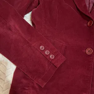 XXI‎ Brand Deep Red Corduroy Jacket Blazer Button Front Stretch Size L thumbnail 3