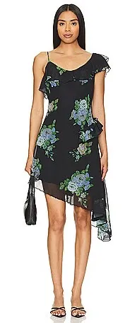 Free People x REVOLVE Alma Ruffle Midi Dress in Dark Combo thumbnail 1