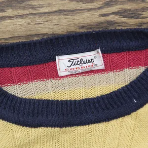 Titleist by Corbin Womens Vintage Striped Silk Blend Sweater Yellow Multi XL thumbnail 3