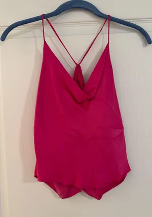 Zara Hot Pink Silk Cowl Neck Tank Top thumbnail 2