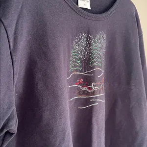 Decorated Originals Blue Holiday Sweatshirt Embroidered Bedazzled Design Sz XXL thumbnail 3