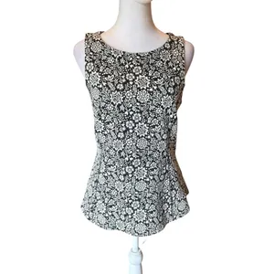 Anthropologie Corseted Jacquard Top Womens Size Medium White Black thumbnail 12