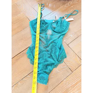 NWT Victoria's Secret Lace Underwire Teddy Bodysuit Womens Teal Medium thumbnail 4