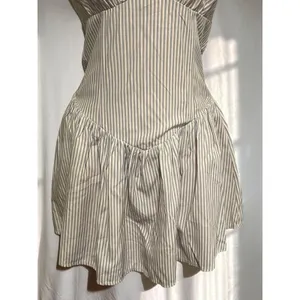 MORE TO COME Yolani Mini Dress XS NWOT Striped Halter Neck Pleated Skirt Revolve thumbnail 6