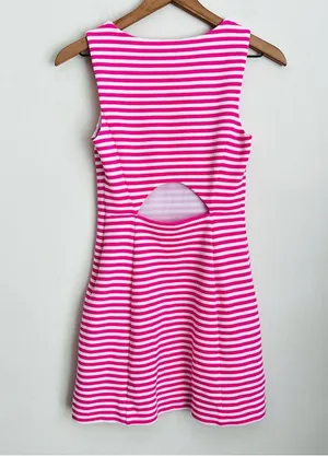 Whiting Hotty Pink Ottoman Stripe Cut Out Jersey Shift Dress XS thumbnail 3