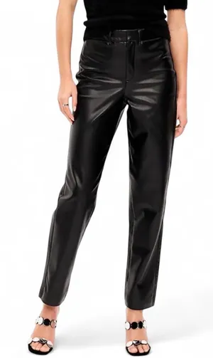 Old Navy Pants Sz 18 Black Faux Leather Straight-Leg High Waist Special Events thumbnail 1