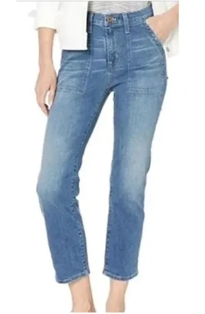 J.Crew Jeans Womens 28 Blue Slim Wide-Leg Patch Pocket High Rise‎ BT039 Denim thumbnail 1