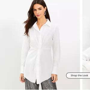 LOFT Light Blue Button-Down Shirt thumbnail 2
