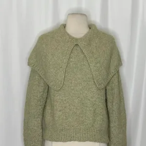 ZARA Wide Lapel Cape Collar Knit Sweater Sage Green Pullover Cottagecore Medium thumbnail 4