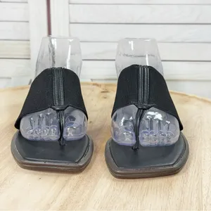 Ragg Elastic Strap Square Toe Slide‎ Thong Sandals Black Size 6 thumbnail 3