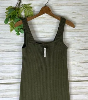 NWT Madewell Olive Green Ribbed Sweater Tank Midi Dress thumbnail 3