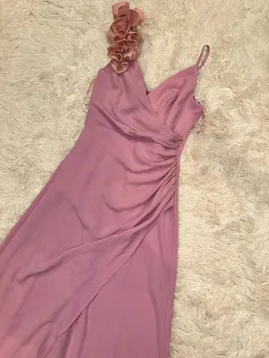Dress The Population Camelia Ruffle-Shoulder V Neck Crepe Maxi Dress sz L thumbnail 5