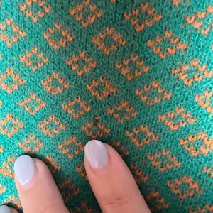 Green Blue Crew Neck Sweater with Geometric Pattern Retro Style thumbnail 7