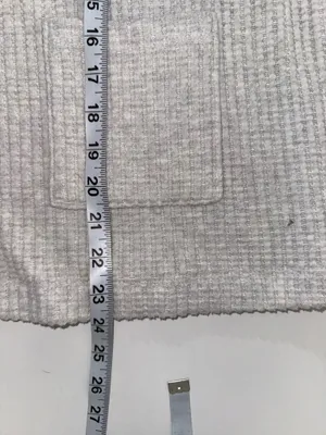 American Eagle Waffle Knit Shacket Light Gray Pocket Button Front thumbnail 9