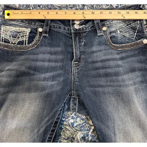 Vigoss The New York Bootcut Jeans Medium Wash Sequin Embroidered Flap Pocket 32 thumbnail 6