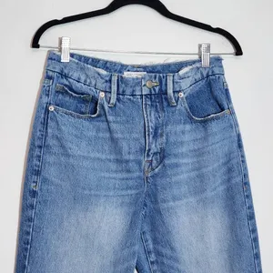 Good American Cropped Straight Leg Jeans Size 4 Good American Distressed Denim thumbnail 3
