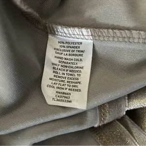 Leith Beige Metalic High Slit Maxi Dress(Size Medium) thumbnail 5