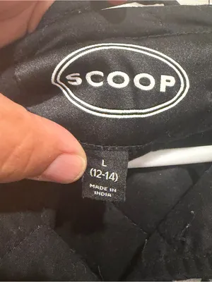 Scoop Floral Quilted Jacket L 12-14 Black White Cotton Button Front thumbnail 2