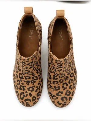 TOMS Leopard Print Wedge Ankle Booties Women’s Size 9 Animal Print Shoes thumbnail 2