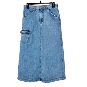 Brandy Melville J. Galt Denim Cargo Maxi Skirt Size Small Medium Wash Western Coastal Cowgirl thumbnail 3