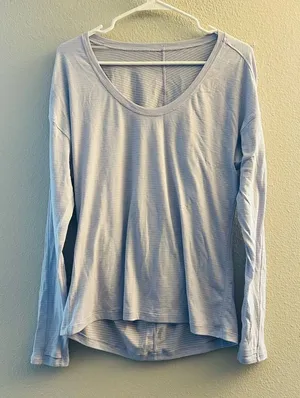 lululemon athletica Light Blue Scoop Neck Long Sleeve Top thumbnail 1