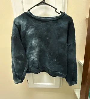 All Fenix Aryah Black Gray Tie Dye Cropped Crewneck Sweatshirt XS thumbnail 1