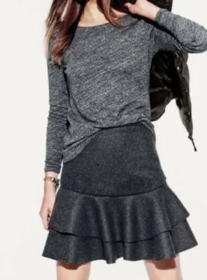 J Crew Mini skirt Wool Ruffle Tiered Size 4 Grey thumbnail 1