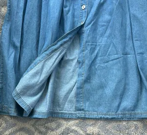 Vintage True Blue Button Down Denim Dress Blue Large thumbnail 2