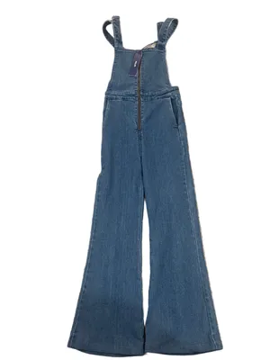 ROLLA'S Blue Zip-Front Wide-Leg Denim Overalls thumbnail 4