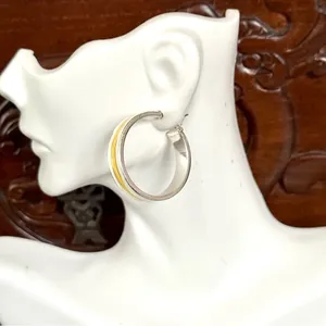 Chaps Yellow and white hoop earrings thumbnail 2