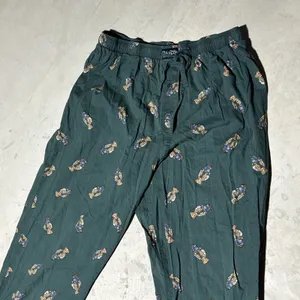 VTG Polo Ralph Lauren Polo Bear Pajama Pants Y2K AOP Men's SZ XL Green Preppy thumbnail 2
