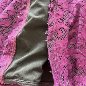 Purple Lace Off Shoulder Ruffle‎ Bell Sleeve Formal Dress Sz XS thumbnail 4