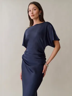 NWT Few Moda Wren Dress size 12 Navy Blue maxi o.p.t thumbnail 3