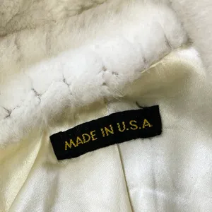 Vintage Womens Faux Fur Coat L/XL? Cream Chevron Shawl Collar Mobwife Glam USA thumbnail 6