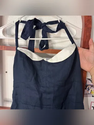 Reformation Linen Halter Navy Mini Dress Sweetheart thumbnail 4