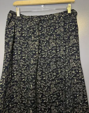 Handmade Black Floral Print Maxi Skirt Womens Med/Lrg Elastic Waist Long Boho thumbnail 1