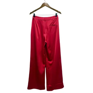 Lulus Modern Approach Red Satin Wide-Leg Pants size Medium thumbnail 4
