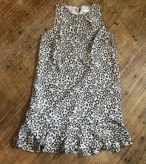 Loft Ann Taylor cheetah ruffled hem travelcore S dress thumbnail 1