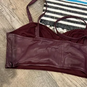Future Collective Strappy Tiny Crop‎ Top Women's Size S Berry Faux Leather thumbnail 6
