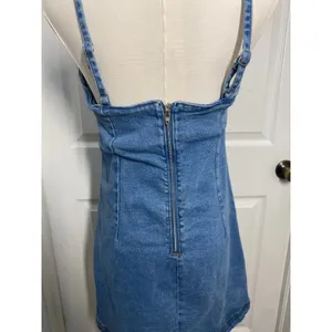 Lone Star Blue Mini Denim Dress Sz M Boho Western Festival Cowgirl thumbnail 5