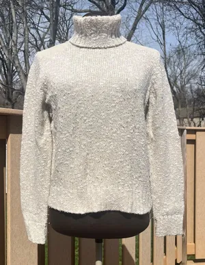 Vtg Ralph Lauren Women’s Chunky Beige & White Marled Turtleneck Sweater Size M thumbnail 1