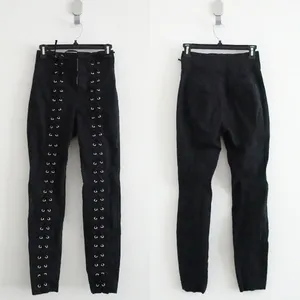 ALC Kingsley Black High Waist Skinny Leg Lace Up Corset Style Pants Size 0 thumbnail 2